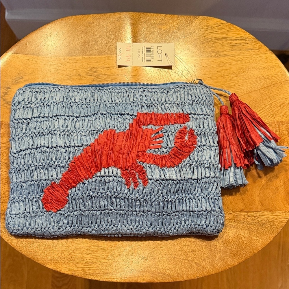 LOFT Blue and Red Woven Clutch